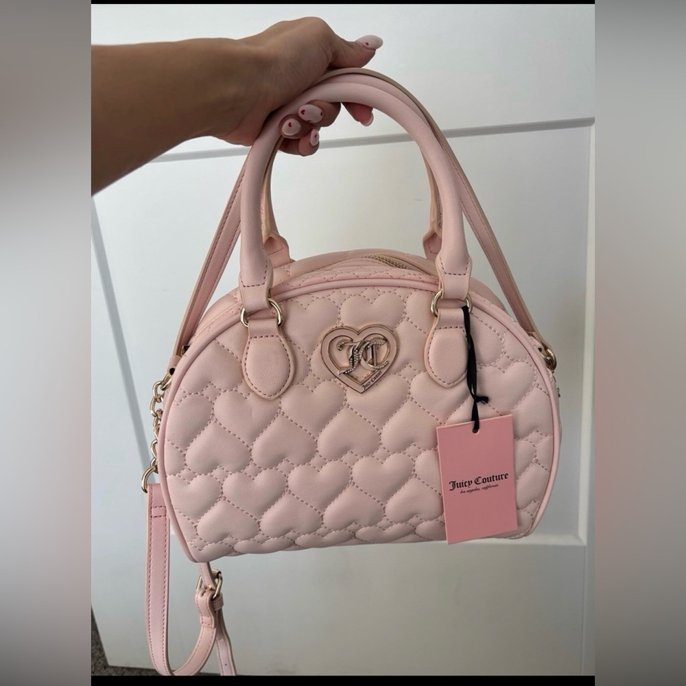 Juicy Couture Quilted Heart Satchel in Light Pink